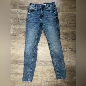 Kensie High Rise Skinny Denim Jeans raw frayed hem Size 2
